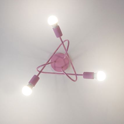 Aufgesetzte Deckenleuchte OXFORD 3xE27/15W/230V rosa