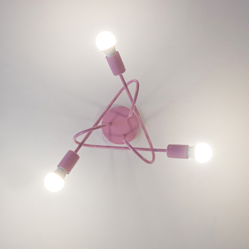 Aufgesetzte Deckenleuchte OXFORD 3xE27/15W/230V rosa