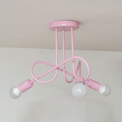 Aufgesetzte Deckenleuchte OXFORD 3xE27/15W/230V rosa