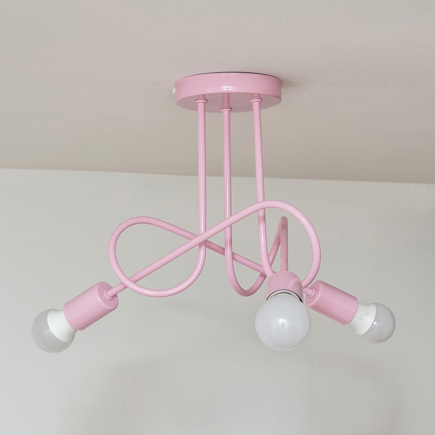 Aufgesetzte Deckenleuchte OXFORD 3xE27/15W/230V rosa