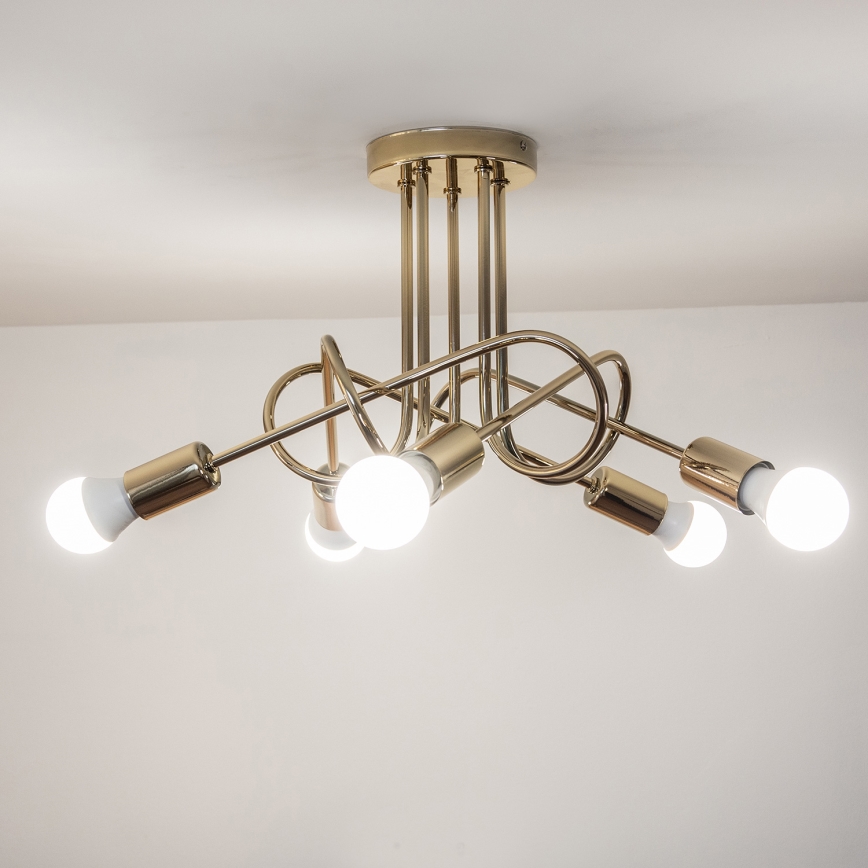 Aufgesetzte Deckenleuchte OXFORD 5xE27/15W/230V, gold