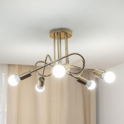 Aufgesetzte Deckenleuchte OXFORD 5xE27/15W/230V, gold