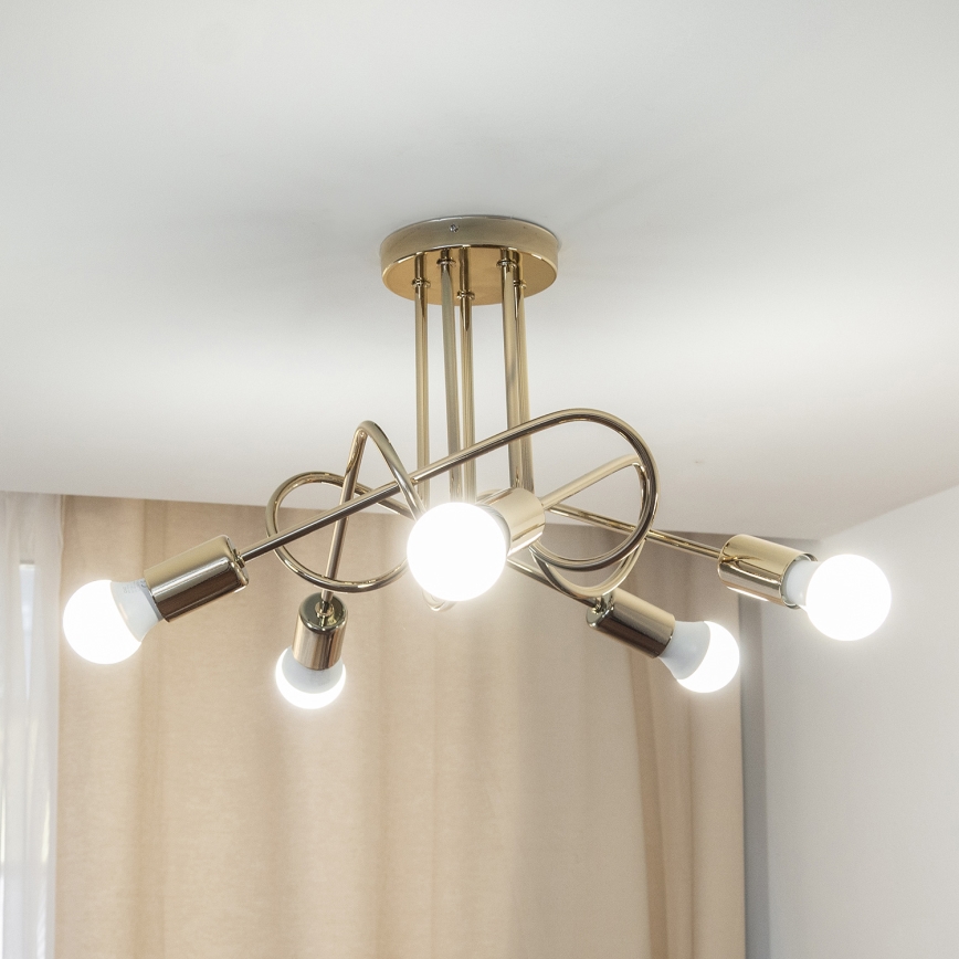 Aufgesetzte Deckenleuchte OXFORD 5xE27/15W/230V, gold