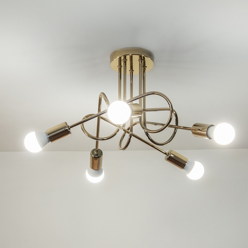 Aufgesetzte Deckenleuchte OXFORD 5xE27/15W/230V, gold