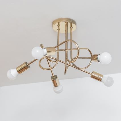 Aufgesetzte Deckenleuchte OXFORD 5xE27/15W/230V, gold