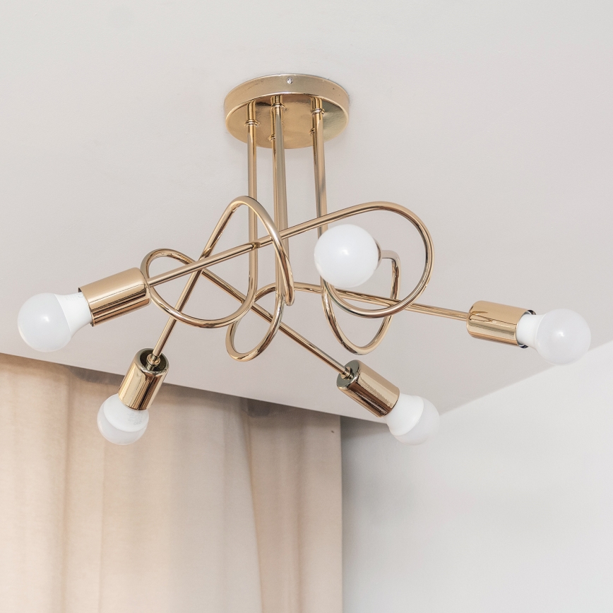 Aufgesetzte Deckenleuchte OXFORD 5xE27/15W/230V, gold