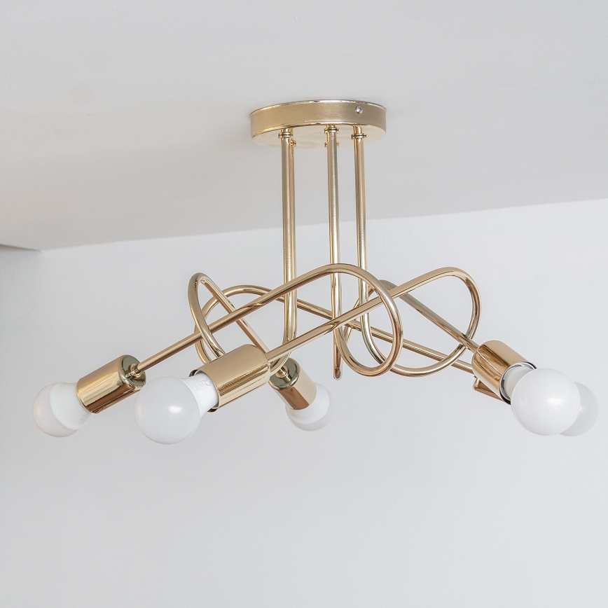 Aufgesetzte Deckenleuchte OXFORD 5xE27/15W/230V, gold