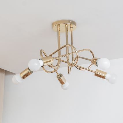 Aufgesetzte Deckenleuchte OXFORD 5xE27/15W/230V, gold