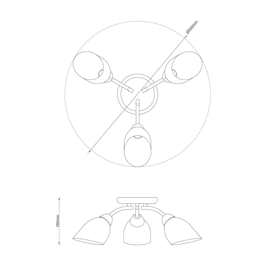 Aufgesetzte Deckenleuchte PORTOS 3xE14/10W/230V, glänzender Chrom