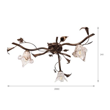 Aufgesetzte Deckenleuchte ROZETA 3xE14/40W/230V, bronzefarben