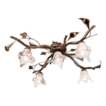 Aufgesetzte Deckenleuchte ROZETA 5xE14/40W/230V bronzefarben