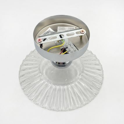 Aufgesetzte Deckenleuchte TRISH 1xE27/15W/230V glänzender Chrom/klares Glas