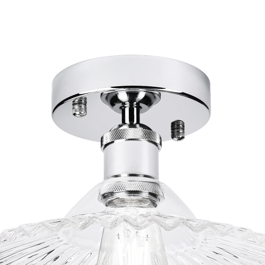 Aufgesetzte Deckenleuchte TRISH 1xE27/15W/230V glänzender Chrom/klares Glas