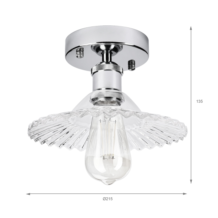 Aufgesetzte Deckenleuchte TRISH 1xE27/15W/230V glänzender Chrom/klares Glas