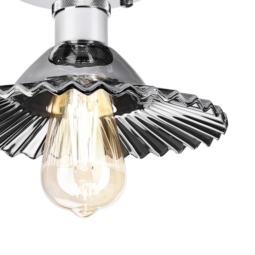 Aufgesetzte Deckenleuchte TRISH 1xE27/15W/230V glänzender Chrom/rauchschwarz