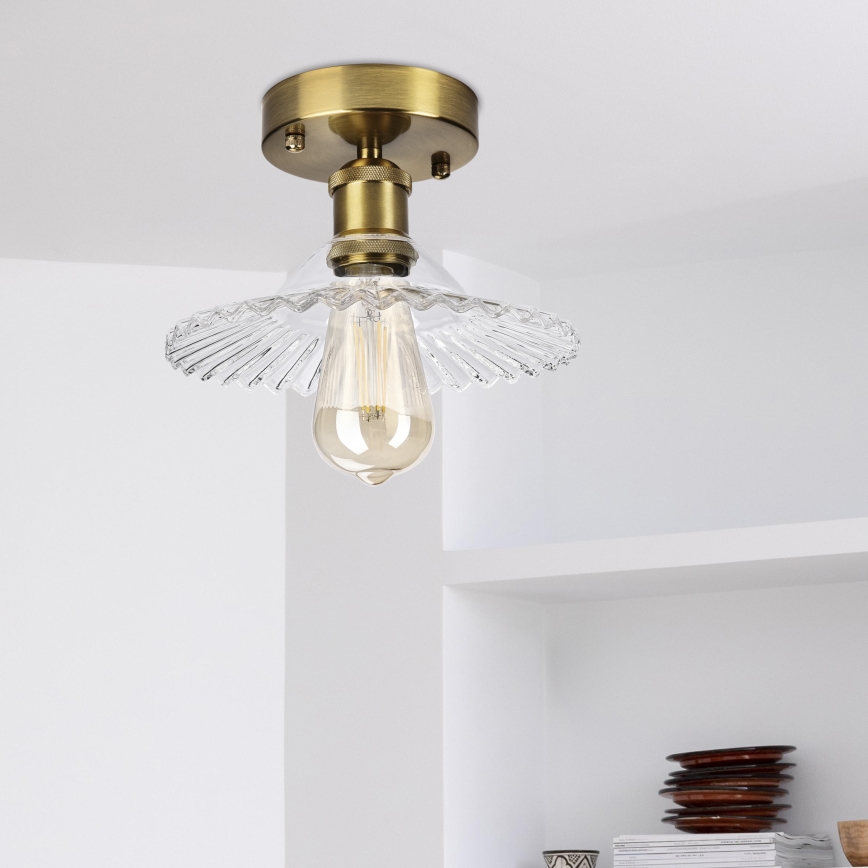 Aufgesetzte Deckenleuchte TRISH 1xE27/15W/230V gold/klar