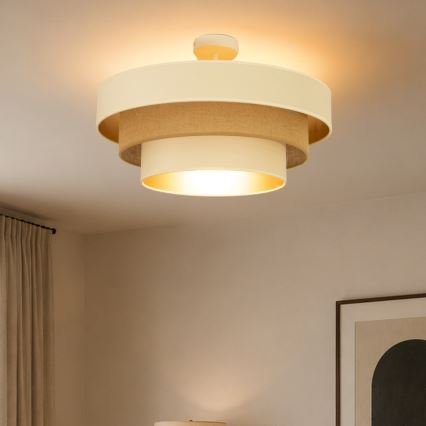 Aufgesetzte Deckenleuchte WENTA 1xE27/60W/230V Ø 50 cm beige/gold
