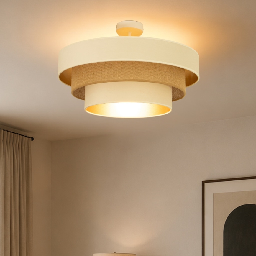 Aufgesetzte Deckenleuchte WENTA 1xE27/60W/230V Ø 50 cm beige/gold