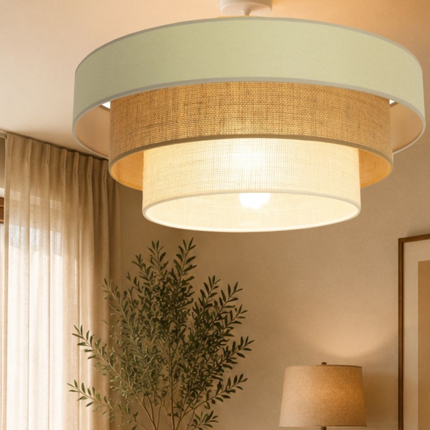Aufgesetzte Deckenleuchte WENTA 1xE27/60W/230V Ø 50 cm beige/Jute