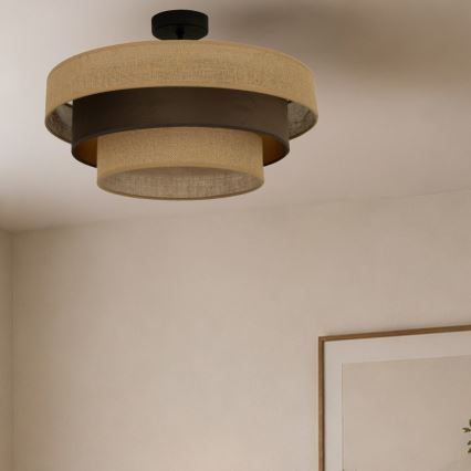 Aufgesetzte Deckenleuchte WENTA 1xE27/60W/230V Ø 50 cm Jute/braun