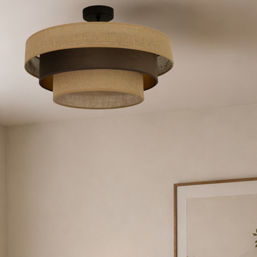 Aufgesetzte Deckenleuchte WENTA 1xE27/60W/230V Ø 50 cm Jute/braun
