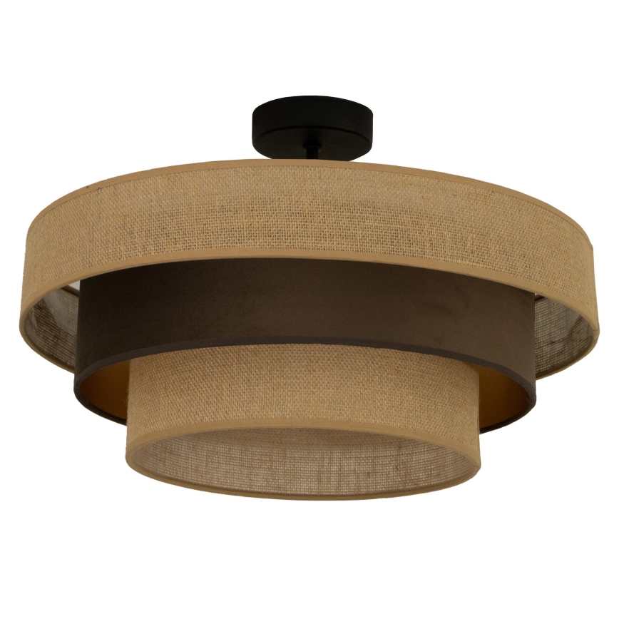 Aufgesetzte Deckenleuchte WENTA 1xE27/60W/230V Ø 50 cm Jute/braun