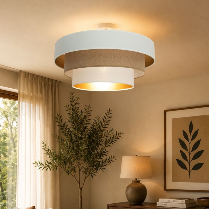 Aufgesetzte Deckenleuchte WENTA 1xE27/60W/230V Ø 50 cm Weiß/Braun