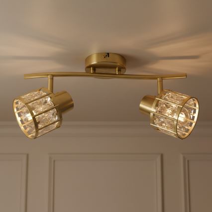 Aufgesetzte Deckenleuchte ZAHARA 2xE27/10W/230V, goldfarben