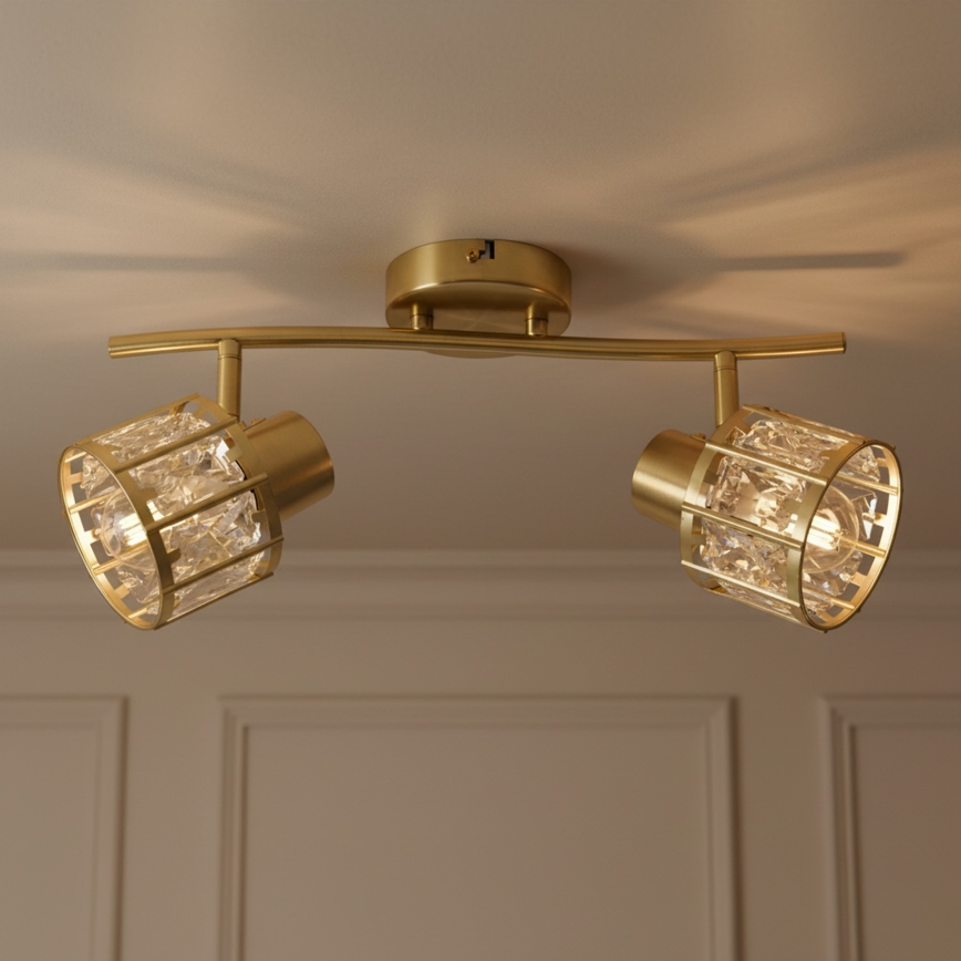 Aufgesetzte Deckenleuchte ZAHARA 2xE27/10W/230V, goldfarben
