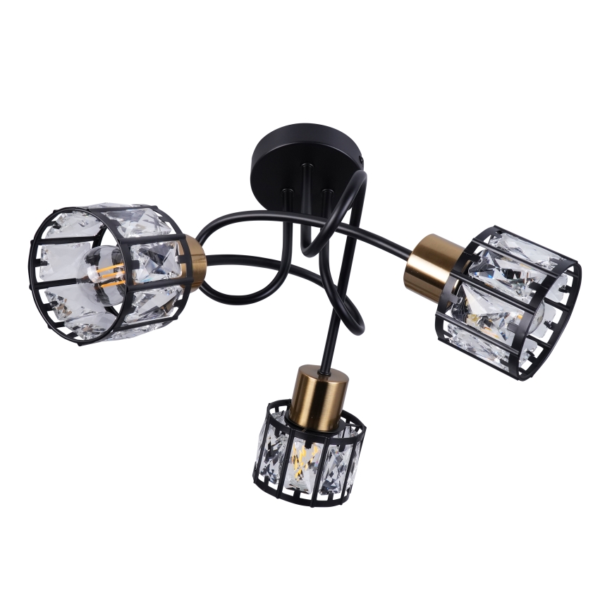 Aufgesetzte Deckenleuchte ZAHARA 3xE27/10W/230V schwarz