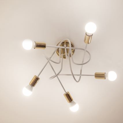 Aufgesetzter Kronleuchter OXFORD 5xE27/15W/230V gold/weiß