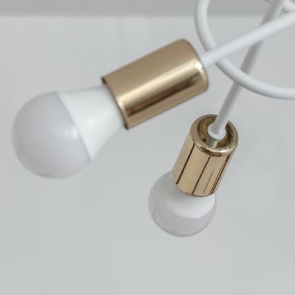 Aufgesetzter Kronleuchter OXFORD 5xE27/15W/230V gold/weiß