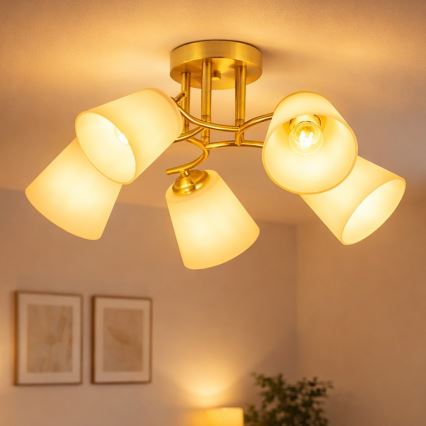 Aufgesetzter Kronleuchter PAFOS 5xE27/15W/230V goldfarben