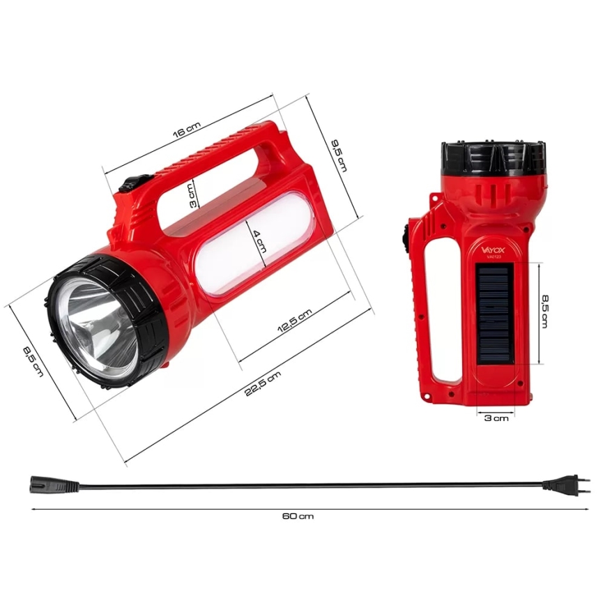 Aufladbare LED-Solar-Taschenlampe LED/7W/230V 400 glänzend 3200 mAh