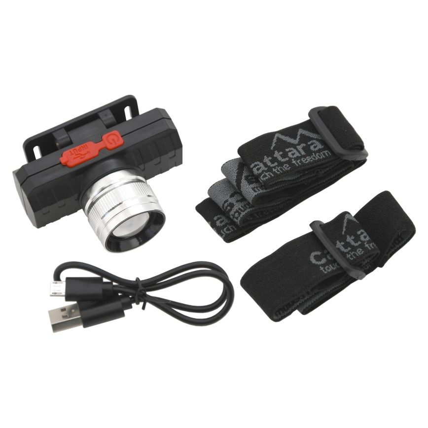 Aufladbare LED-Stirnlampe LED/3W/3,7V 1200 mAh schwarz