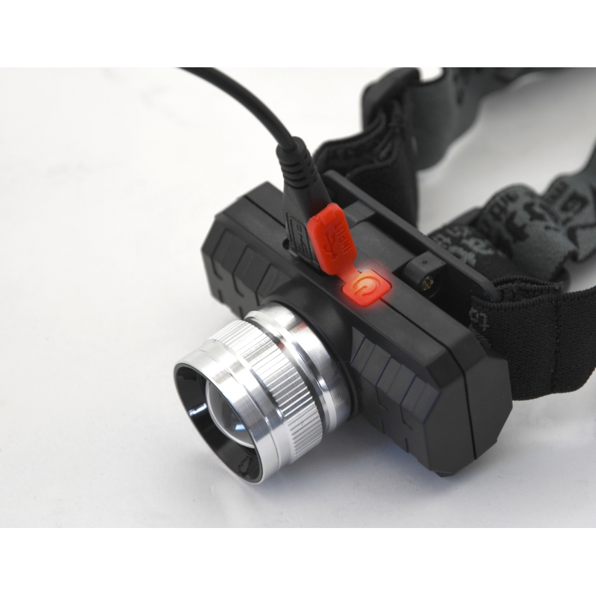 Aufladbare LED-Stirnlampe LED/3W/3,7V 1200 mAh schwarz
