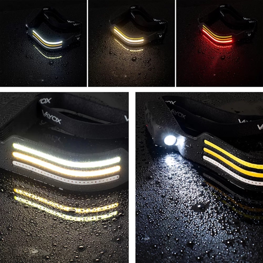 Dimmbare, aufladbare LED-Stirnlampe mit Sensor und rotem Licht 4xLED/5V IP44 300 glänzend 1200 mAh