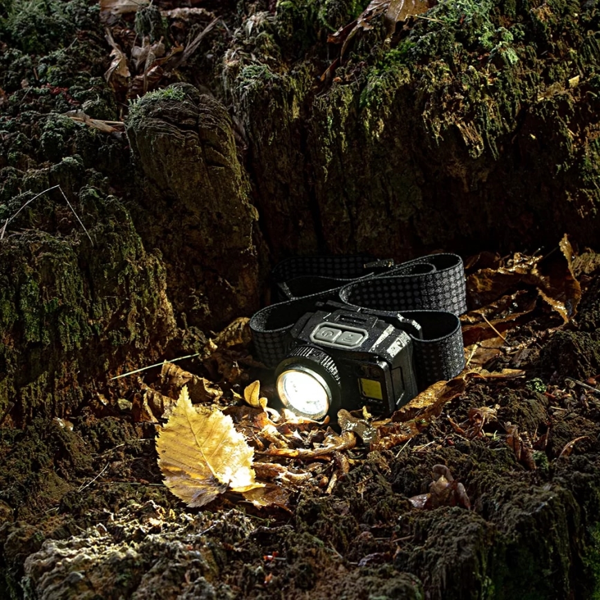 Dimmbare, aufladbare LED-Stirnlampe mit Sensor und rotem Licht LED/6W/5V/3xAAA IP44 500 glänzend 1200 mAh