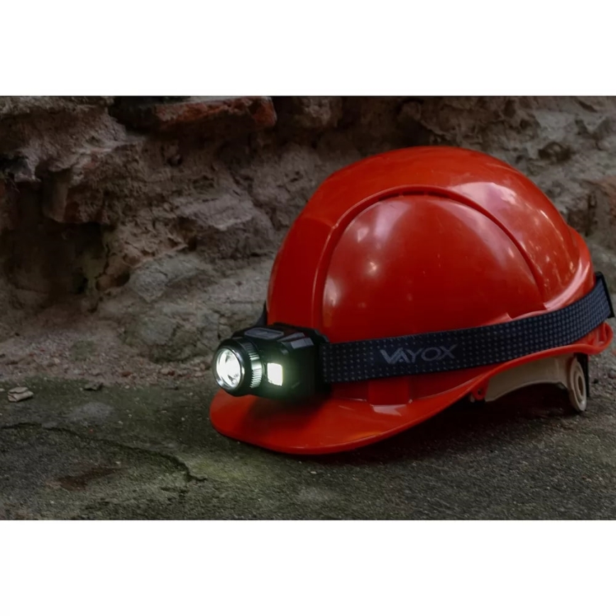 Dimmbare, aufladbare LED-Stirnlampe mit Sensor und rotem Licht LED/6W/5V/3xAAA IP44 500 glänzend 1200 mAh