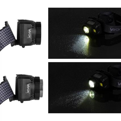 Dimmbare, aufladbare LED-Stirnlampe mit Sensor und rotem Licht LED/6W/5V/3xAAA IP44 500 glänzend 1200 mAh