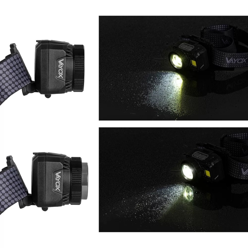 Dimmbare, aufladbare LED-Stirnlampe mit Sensor und rotem Licht LED/6W/5V/3xAAA IP44 500 glänzend 1200 mAh