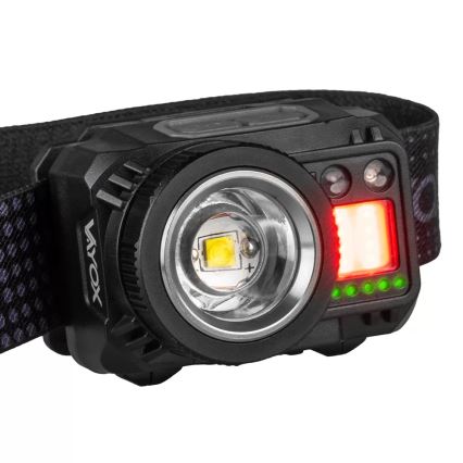 Dimmbare, aufladbare LED-Stirnlampe mit Sensor und rotem Licht LED/6W/5V/3xAAA IP44 500 glänzend 1200 mAh