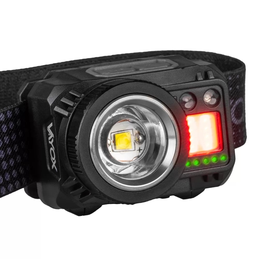 Dimmbare, aufladbare LED-Stirnlampe mit Sensor und rotem Licht LED/6W/5V/3xAAA IP44 500 glänzend 1200 mAh