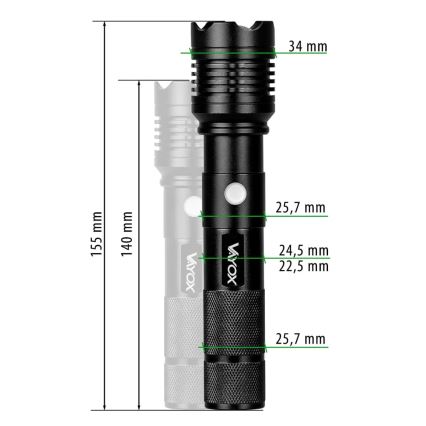 Aufladbare LED-Taschenlampe LED/10W/5V IPX4 800 glänzend 1200 mAh