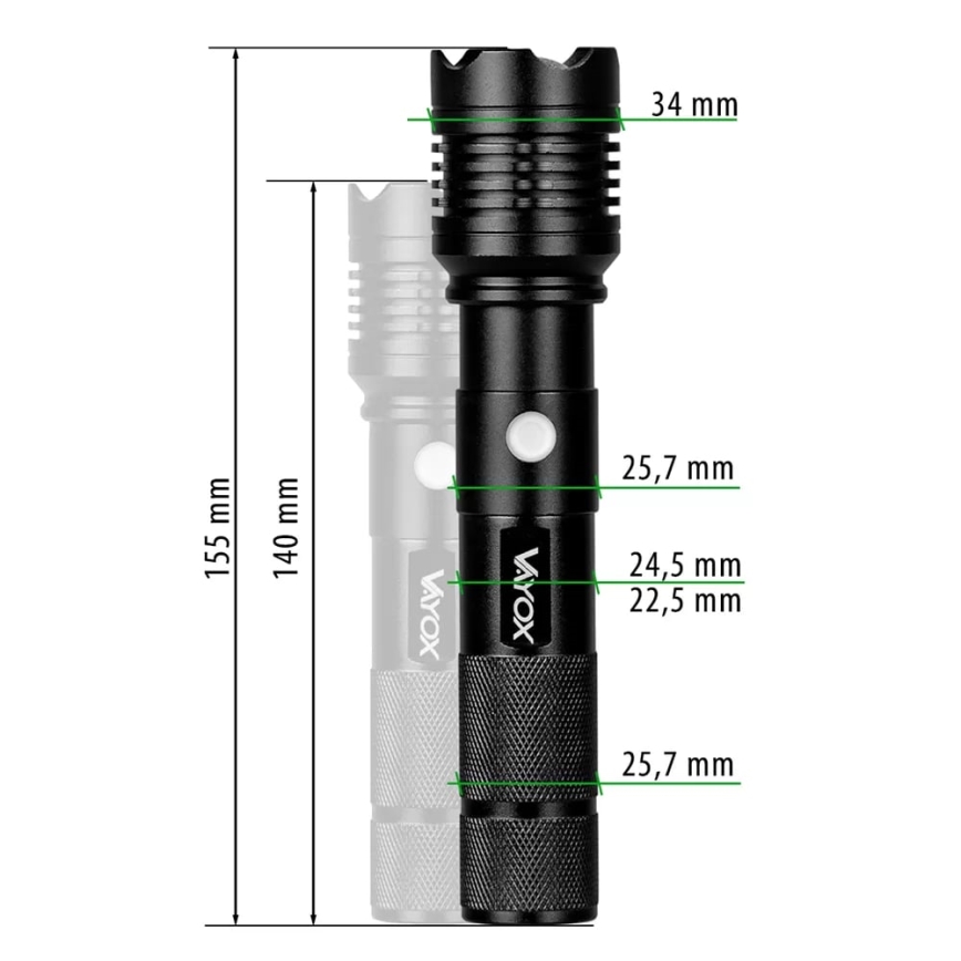 Aufladbare LED-Taschenlampe LED/10W/5V IPX4 800 glänzend 1200 mAh