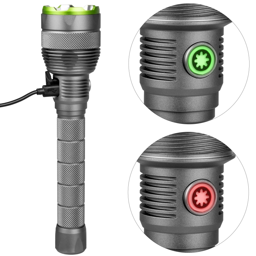 Dimmbare, aufladbare LED-Taschenlampe mit Powerbank Funktion LED/5V IPX7 10000 glänzend 2600 mAh