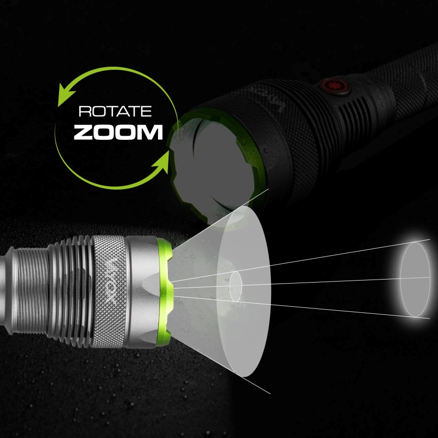 Dimmbare, aufladbare LED-Taschenlampe mit Powerbank Funktion LED/5V IPX7 10000 glänzend 2600 mAh