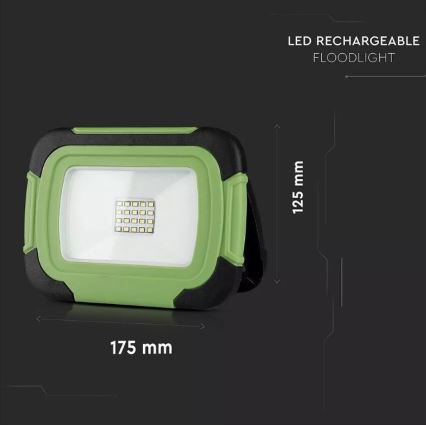 Aufladbarer LED-Strahler SAMSUNG CHIP LED/10W/3,7V IP44 6400K 3600 mAh grün
