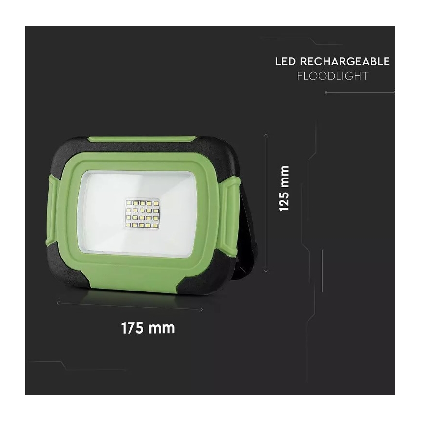 Aufladbarer LED-Strahler SAMSUNG CHIP LED/10W/3,7V IP44 6400K 3600 mAh grün
