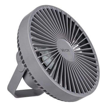 Aufladbarer LED-Tischventilator mit LED-Beleuchtung LED/2W/5V USB 2400 mAh grau